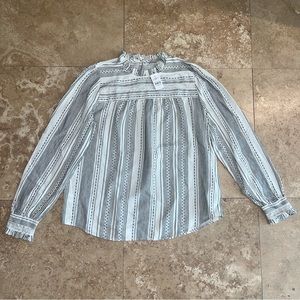 NWT LOFT Black and White Striped Blouse